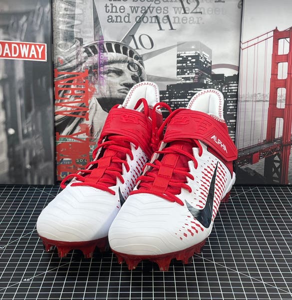 Nike Alpha Menace Pro 2 Mid Men\'s Football Cleats Size10 Red/White AQ3209-600 Nike Alpha Menace Pro 2 Mid Red Football Cleats Mens Size 10  main image 4