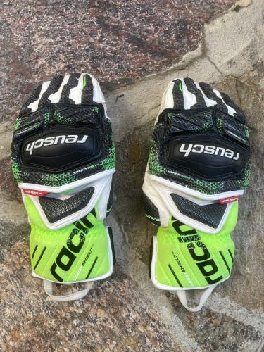 White/Green Used Adult REUSCH RACE MITTS Size 8