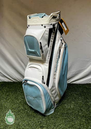 New 2024 Callaway ORG 14 Way Golf Cart Carry Bag White/Light Blue Cascata