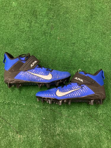 Blue Used Size 12 (Women's 13) Adult Men's Nike Alpha Menace Pro 2 Mid Top Cleats Molded Cleats