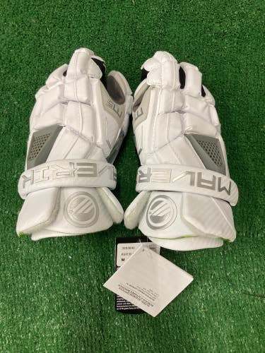 White New Maverik M5 Lacrosse Gloves 12"