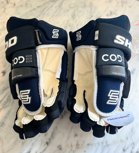 New Navy Blue Sher-Wood Code III Gloves 14" Pro Stock