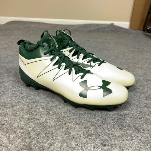 Under Armour Mens Football Cleat 13.5 White Green Lacrosse Nitro Select Mid Top