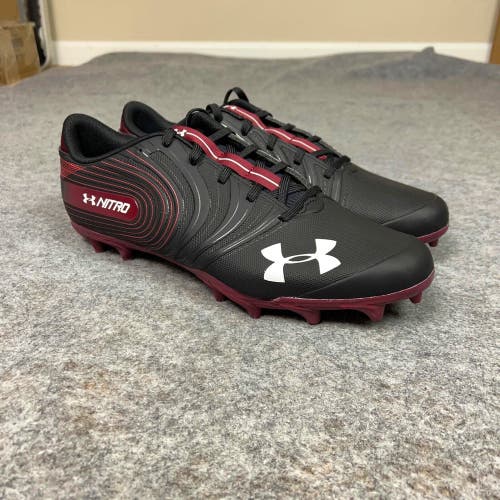 Under Armour Mens Football Cleat 13.5 Black Maroon Shoe Lacrosse Nitro Low Sport