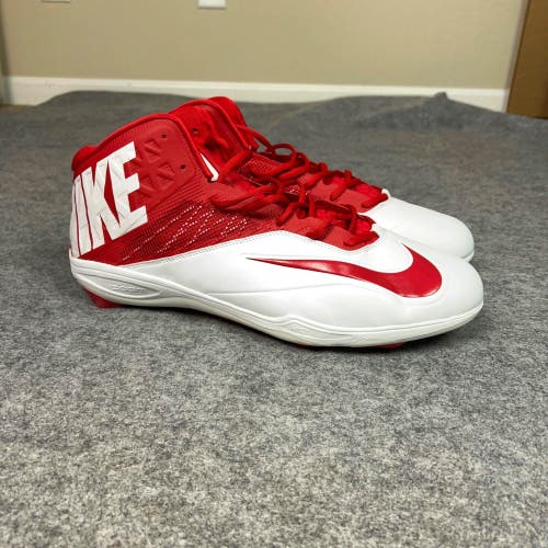 Nike Mens Football Cleats 16 Red White Shoe Lacrosse Zoom Code Elite 3/4 Pair S4