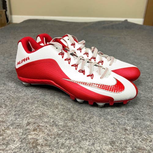 Nike Mens Football Cleats 14 White Red Shoe Lacrosse Low Detachable Alpha Pro 2