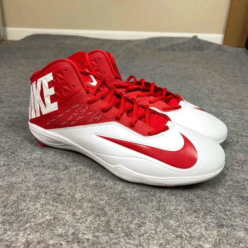Nike Mens Football Cleats 15 Red White Shoe Lacrosse Zoom Code Elite 3/4 Pair S3