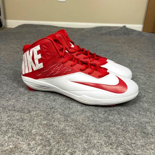 Nike Mens Football Cleats 15 Red White Shoe Lacrosse Zoom Code Elite 3/4 Pair S4
