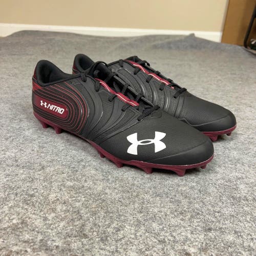 Under Armour Mens Football Cleat 16 Black Maroon Shoe Lacrosse Nitro Low Sport G