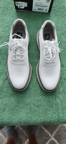 New Men's FootJoy Traditions Leather Golf Shoes 57903 White - 10 Medium