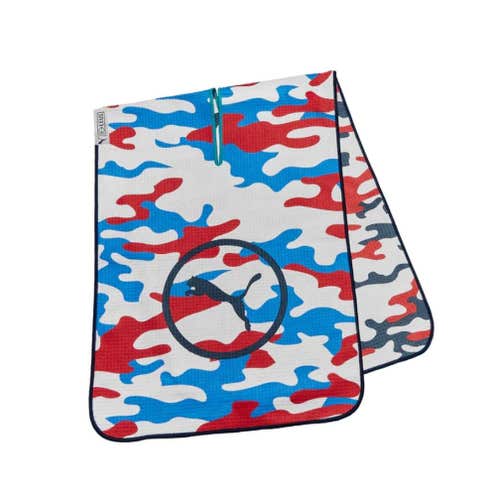 Puma X Volition Tour Microfiber Golf Towel (Red/White/Blue Camo, 39"x 14") NEW