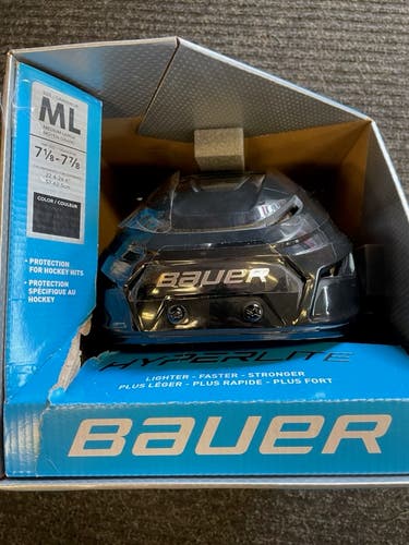 New Medium Bauer Hyperlite Helmet Black M/Lg