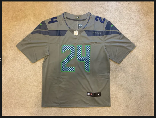 NEW - Mens Stitched Nike NFL Jersey - Marshawn Lynch - Seahawks - S-3XL - Grey