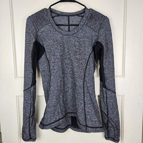 LULULEMON Base Runner Long Sleeve Pullover Mini Heathered Black Women's Size: 6