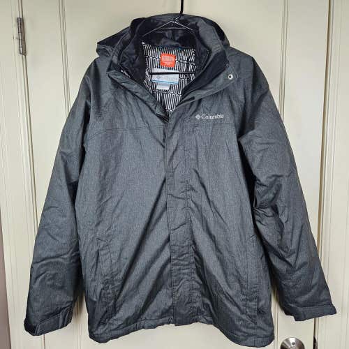 COLUMBIA Thermal Coil Hooded Interchange 3-in-1 Winter Jacket Men's Size: M Gray