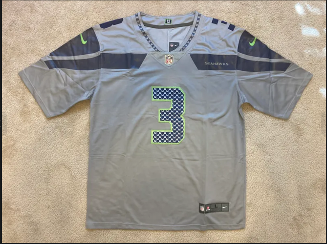 NEW - Mens Stitched Nike NFL Jersey - Russell WIlson - Seahawks - S-3XL - Grey