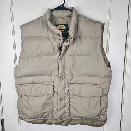 Cabela's Premier Northern Goose Down Snap  Zip Puffer Vest Men Size: L Beige