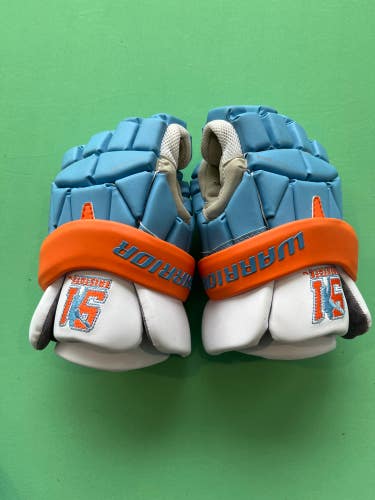 Blue Used Warrior Evo Lacrosse Gloves Small