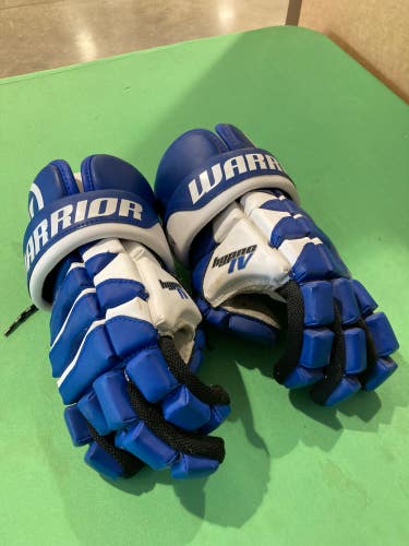 Blue Used Warrior Hypno IV Lacrosse Gloves 13"