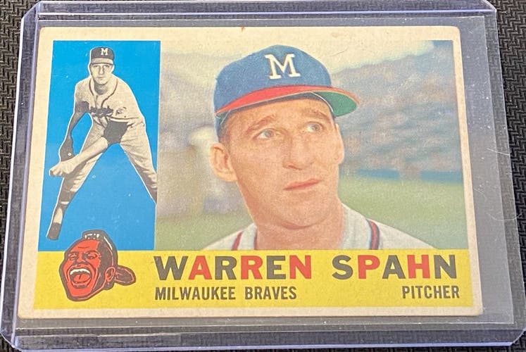 Warren Spahn 1960 Topps Baseball #445 Milwaukee Braves Vintage Baseball Card