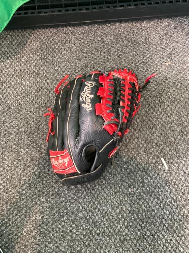 Black Used Adult Rawlings GP130 Right Hand Throw Outfield Softball Glove 13"