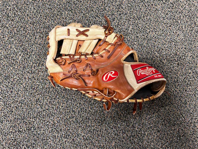 Brown Used Adult Rawlings Gold Glove Elite Left Hand Throw First Base Baseball Glove 13"