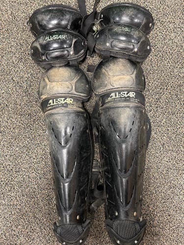 Black Used Adult All Star LG21wPRO Catcher's Leg Guard 16.5”