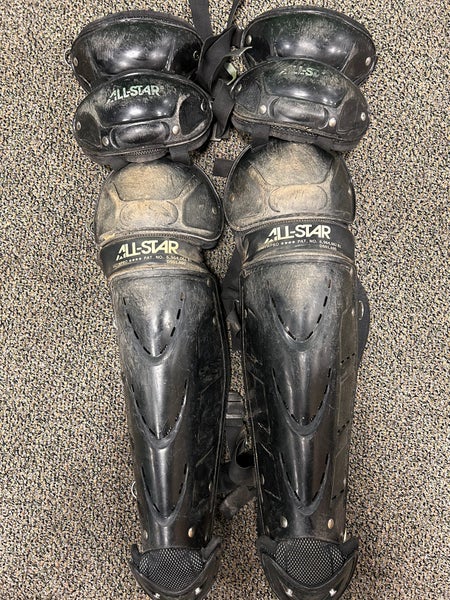 Black Used Adult All Star LG21wPRO Catcher's Leg Guard 16.5”