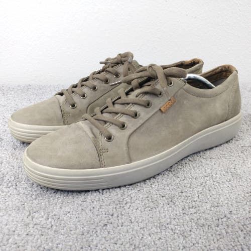 ECCO Soft 7 Mens 47 EU Shoes Low Top Leather Comfort Sneakers Beige Tan Lace Up