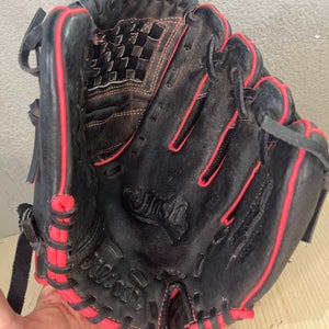 Black Used Kid Pitch (9YO-13YO) Wilson Right Hand Throw Baseball Glove 11.5"