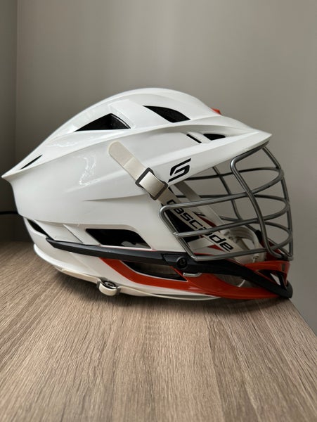 Cascade S white/orange lacrosse helmet