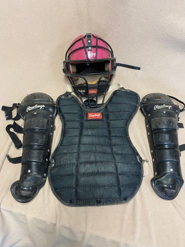 Used Pink/Black Rawlings Catcher's Set