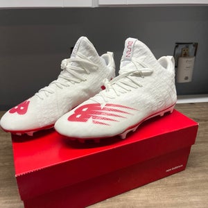 New Balance Burn X2 White/Red lacrosse cleats