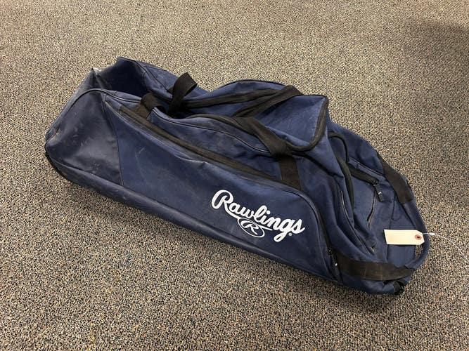 Blue Used Rawlings Wheeled Catcher's Bag
