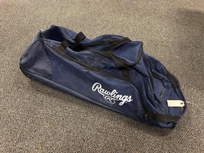 Blue Used Rawlings Wheeled Catcher's Bag