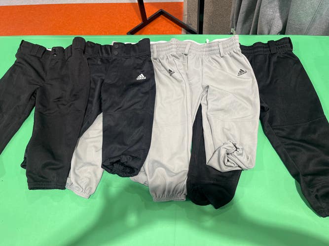 Bundle 5 Pairs Black & Gray Used Small & XS Youth Unisex Adidas Game Pants