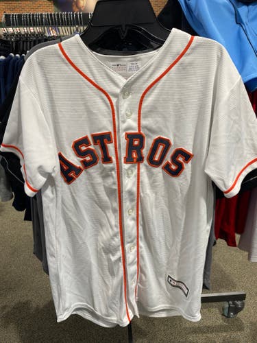 White Used Large Kids Unisex Astros Cole #45 Jersey