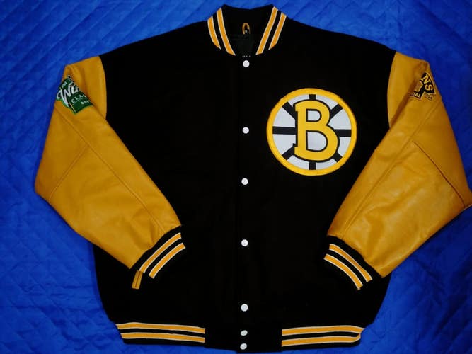 NHL 2023 WINTER CLASSIC BOSTON BRUINS BOBBY ORR VARSITY JACKET NEW WITH TAGS AND LEATHER SLEEVES