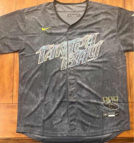 Tampa Bay Rays City Connect MLB Baseball Jersey Charcoal Black Large