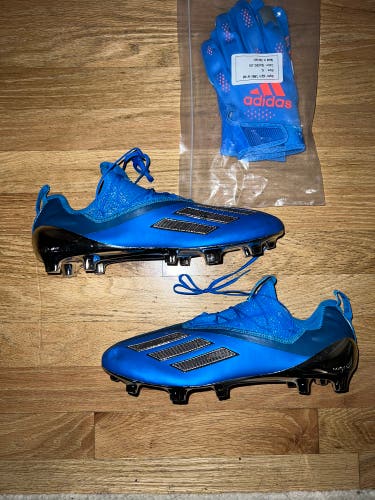 Adidas Adizero 40 “Turbo Fuel” Football Cleat FX3747, Size 13 w/ Matching Gloves