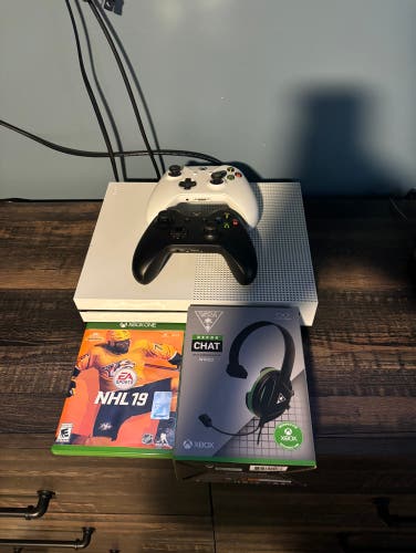 Xbox One S 2 Controllers 1 Game 1 Headset. Used In Very Good Condition