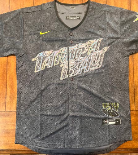 Tampa Bay Rays City Connect MLB Baseball Jersey Charcoal Black medium