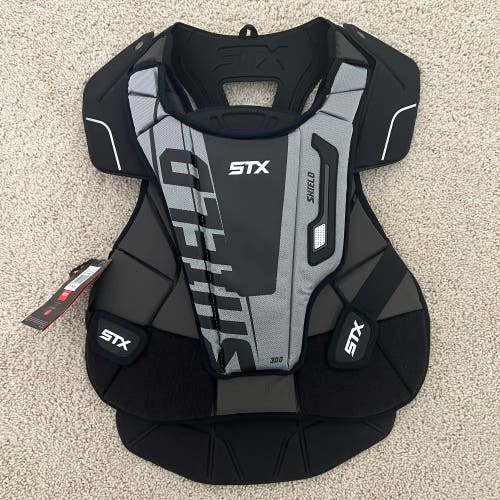(Size L) STX Shield 300 Lacrosse Goalie Chest Protector Brand New Gray/Black