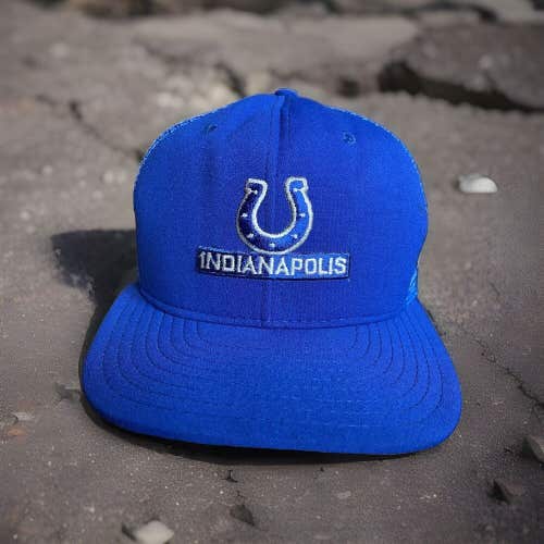 Vintage Indianapolis Colts AJD Snapback Trucker Mesh Hat USA NFL 80s Cap