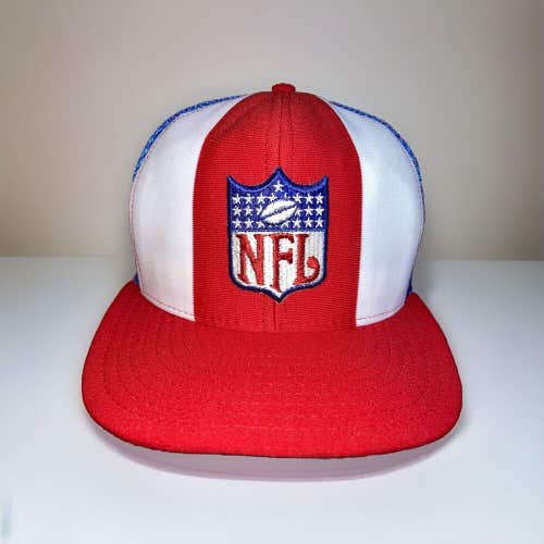 Vintage 1980s NFL Football AJD Lucky Stripes Mesh Snapback Trucker Hat Cap Rare