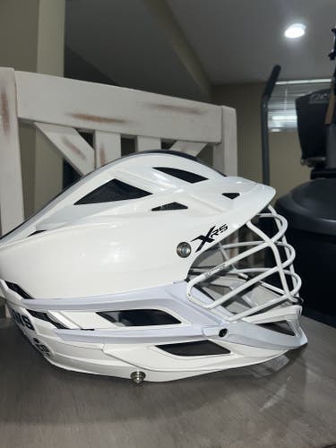 Penn State Lacrosse Game Worn: White/Stripeout Themed Maverik XRS Helmet