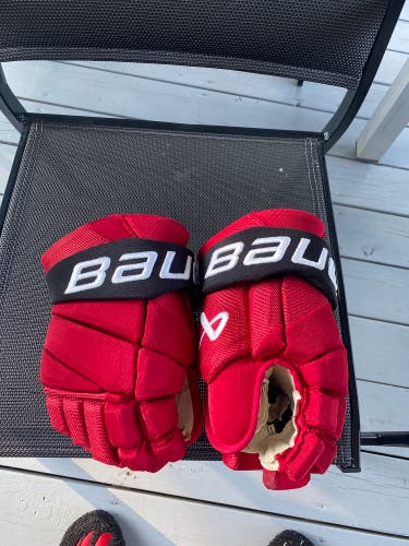 Jack Hughes New Jersey Devils Bauer Vapor Hyperlite Pro Stock Gloves 13"