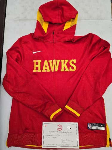 205 Atlanta Hawks JOHN COLLINS Game Used Hooded Warm Up Sweatshirt RED XL