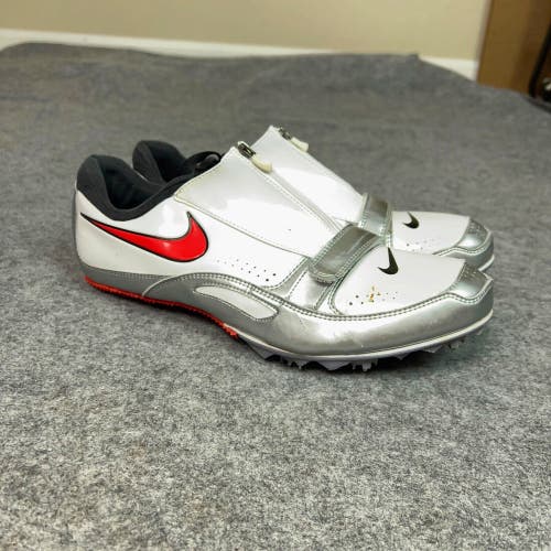 Nike Mens Shoe 11.5 White Red Track Cleat Spikes Running Low Hook Loop Sports