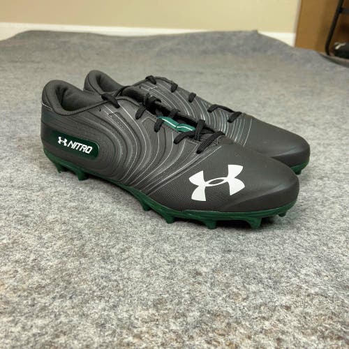 Under Armour Mens Football Cleat 14 Black Green Shoe Lacrosse Nitro Low Sports